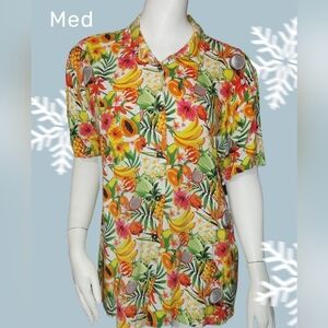 Forever 21 Men's Vibrant Fruit Print Shirt Medium